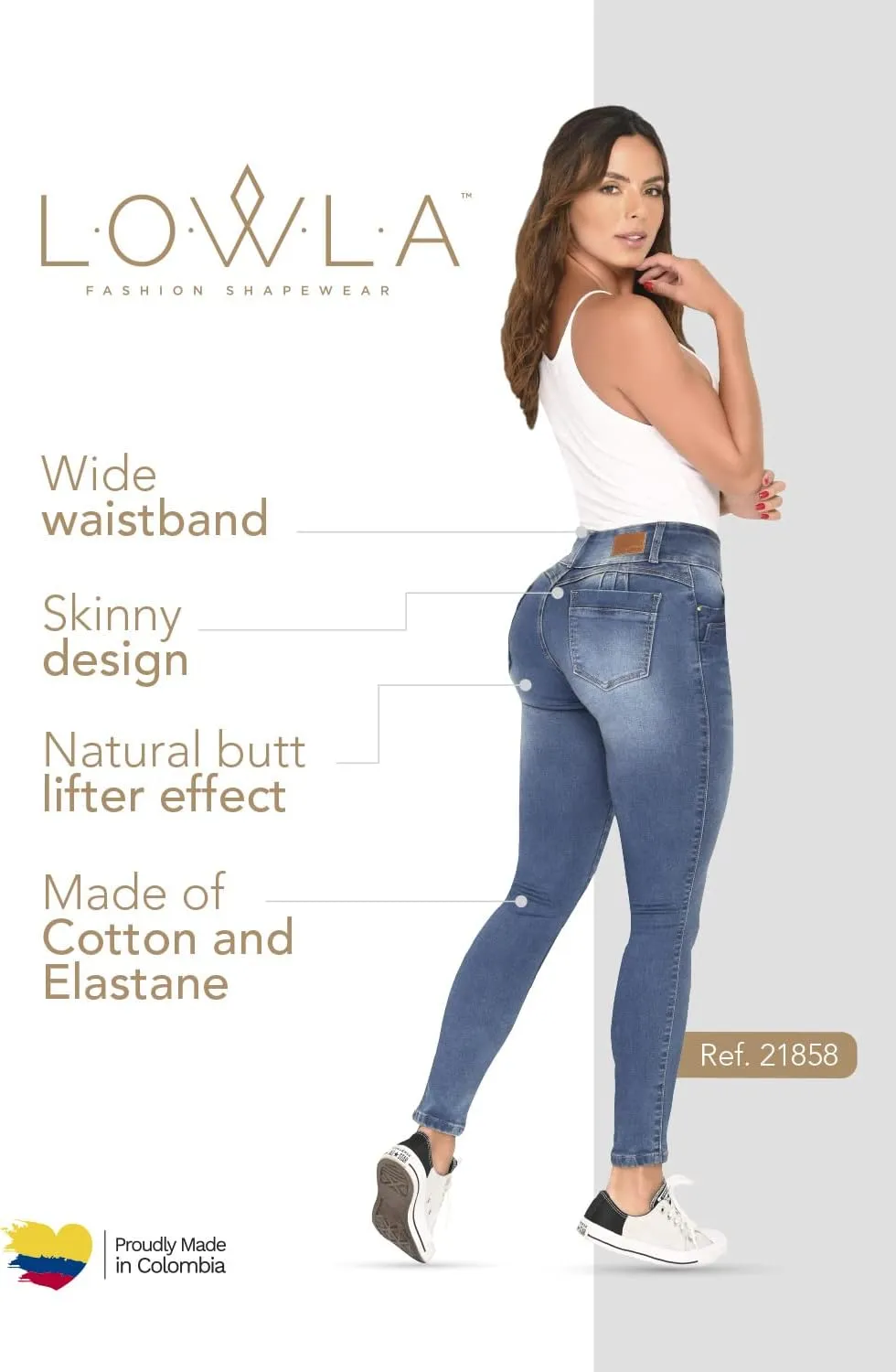 L.O.W.L.A SHAPEWEAR High Waisted Jeans for Women | Pantalones Colombianos Levanta cola | Butt Lifting Jeans