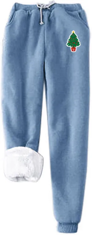 Lpmadey Women's Sherpa Lined Sweatpants Winter Warm Fleece Lined Sweatpants with Pockets Fleece Jogger Pants Plus Size