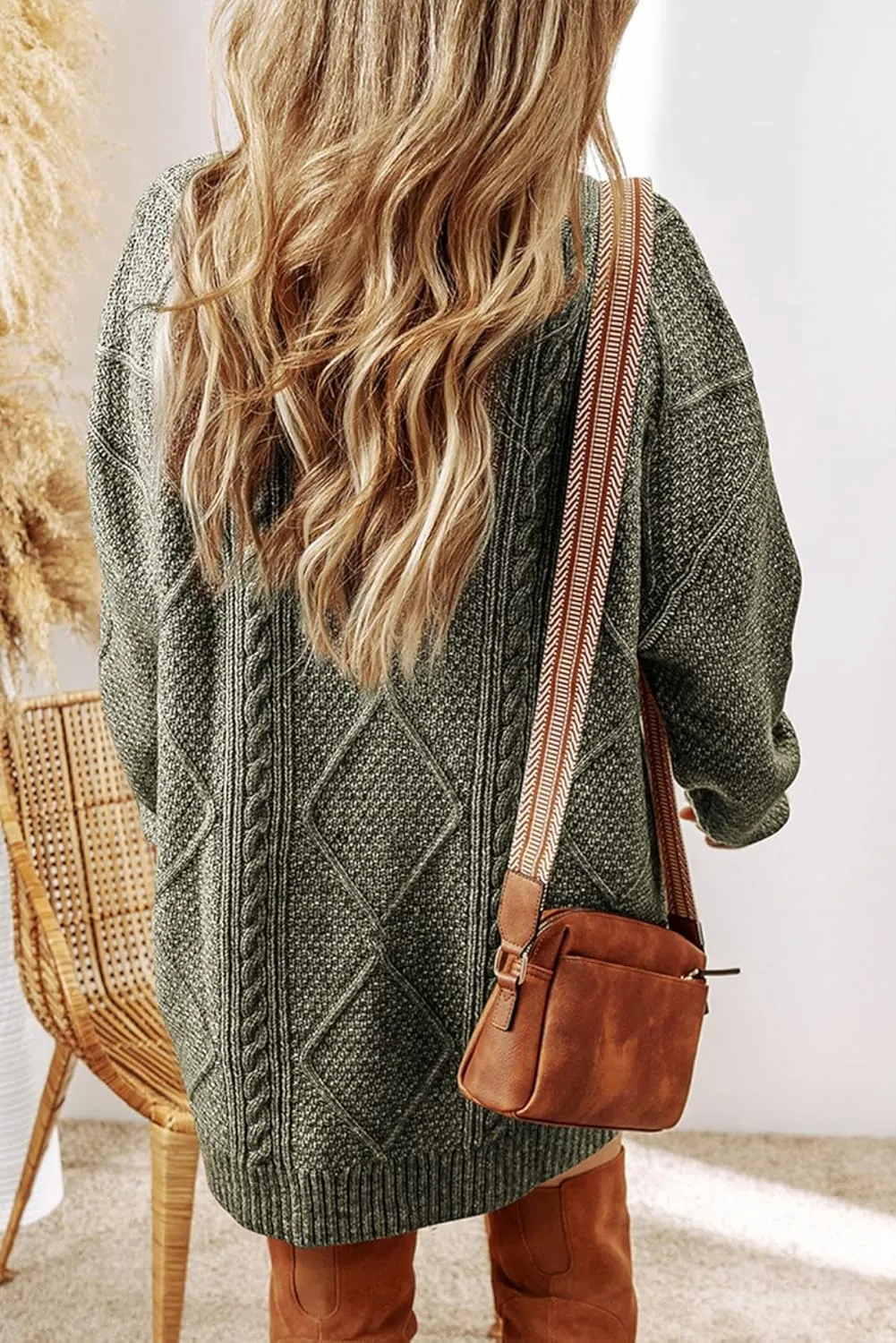 Melliflo Womens Cable Knit Sweater Dresses Long Sleeve Crewneck Chunky Sweater Oversized Sweater Dresses 2024 Fall Trendy