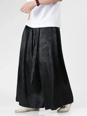 Men Ice Silk Wide Leg Pants Loose Joggers Elastic Waist Trousers Casual Long Pants