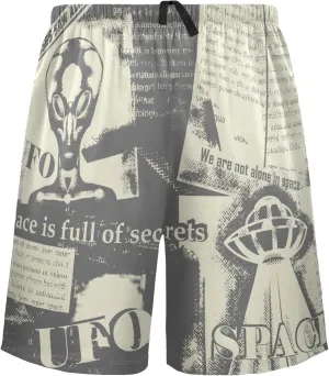 Men Newspaper About Ufos Pajama Shorts Lounge Sleep Shorts Pajama Bottom Sleepwear Shorts with Drawstring and Pockets,S