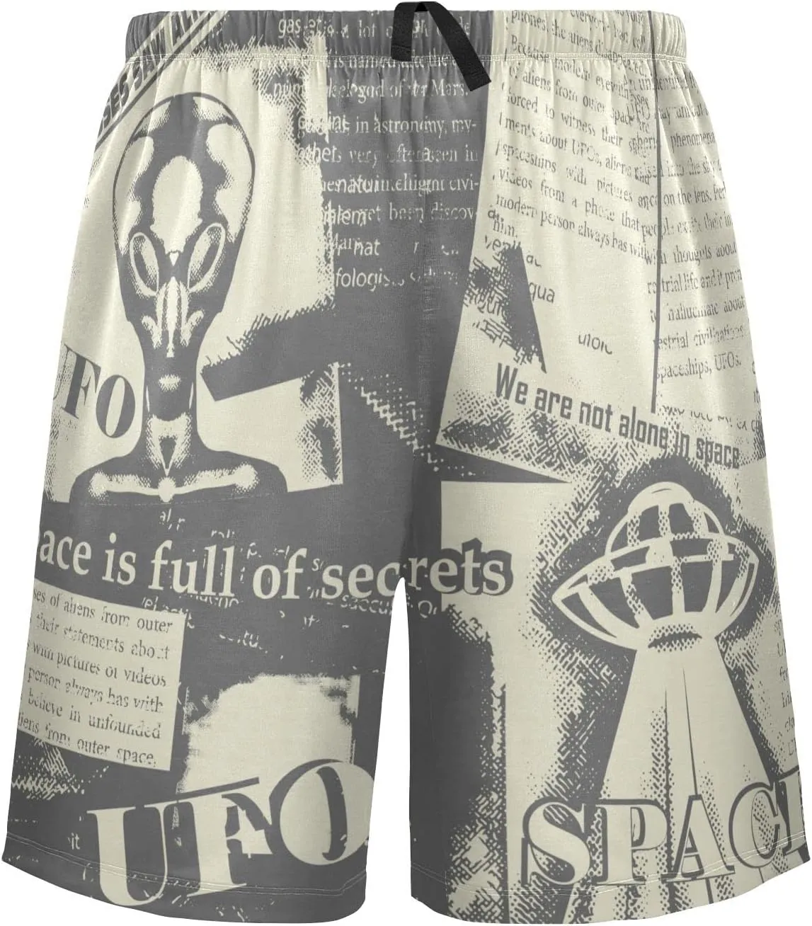 Men Newspaper About Ufos Pajama Shorts Lounge Sleep Shorts Pajama Bottom Sleepwear Shorts with Drawstring and Pockets,S