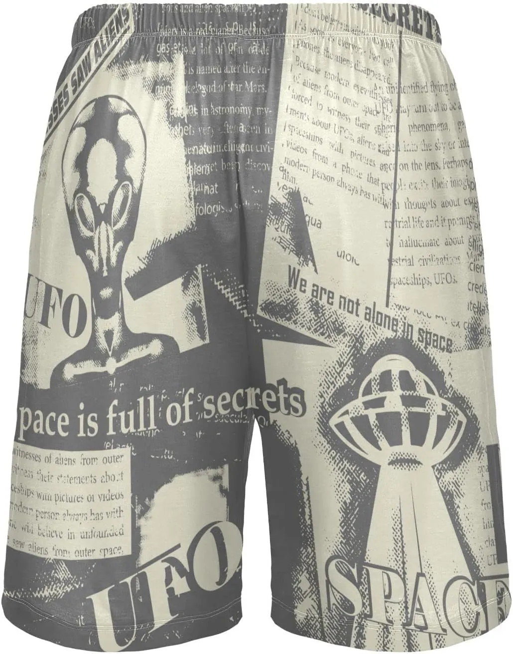 Men Newspaper About Ufos Pajama Shorts Lounge Sleep Shorts Pajama Bottom Sleepwear Shorts with Drawstring and Pockets,S
