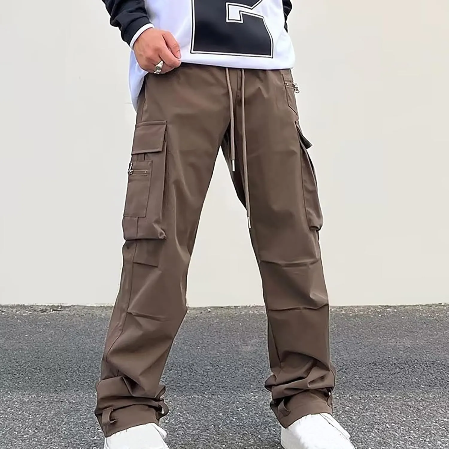 Men Outdoor Cargo Pants Hip Hop Jogger Pants Streetwear Lightweight Tactical Track Pant Classic Fit Multi Pockets