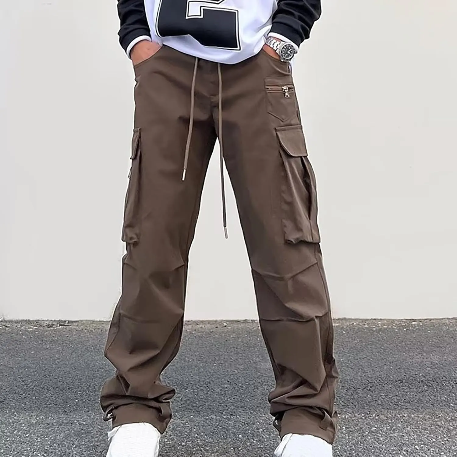 Men Outdoor Cargo Pants Hip Hop Jogger Pants Streetwear Lightweight Tactical Track Pant Classic Fit Multi Pockets