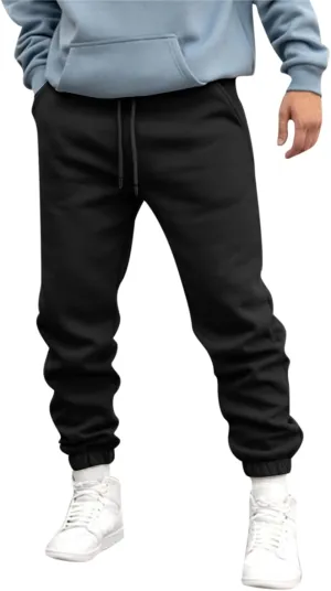 Mens Autumn and Winter High Street Fashion Leisure Loose Sports Running Solid Color Lace Up Pants Sweater Pants