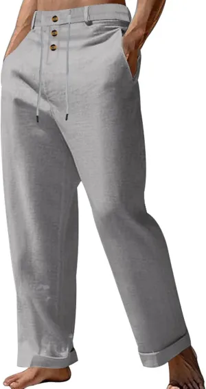 Men's Baggy Wide Leg Pants Summer Elastic Waist Trendy Breathable Leisure Style Summer Comfy Fashion Trousers