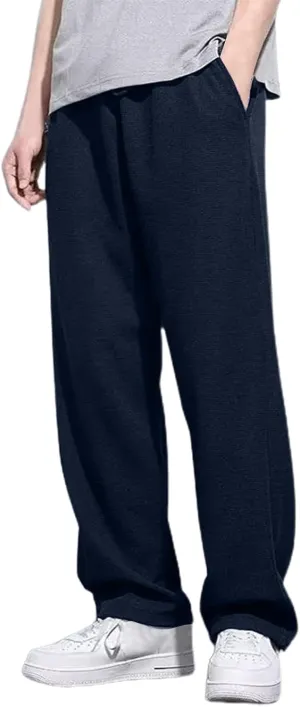 Men's Baggy Wide Leg Pants Summer Elastic Waist Trendy Comfortable Leisure Style Sport Clothes Fresh Trousers