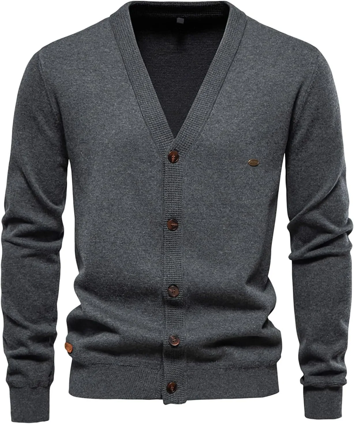 Men's Button Down Shirt Sweaters Solid V Neck Long Sleeve Cardigan Sweater Casual Slim Fit Open Front Knit Clothes