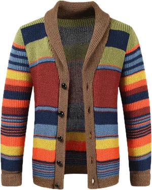 Men's Cardigan Sweaters Cable Knit Sweater Button Down Cardigan Color Block Sweater Open Front Cardigan Fashion Jackets