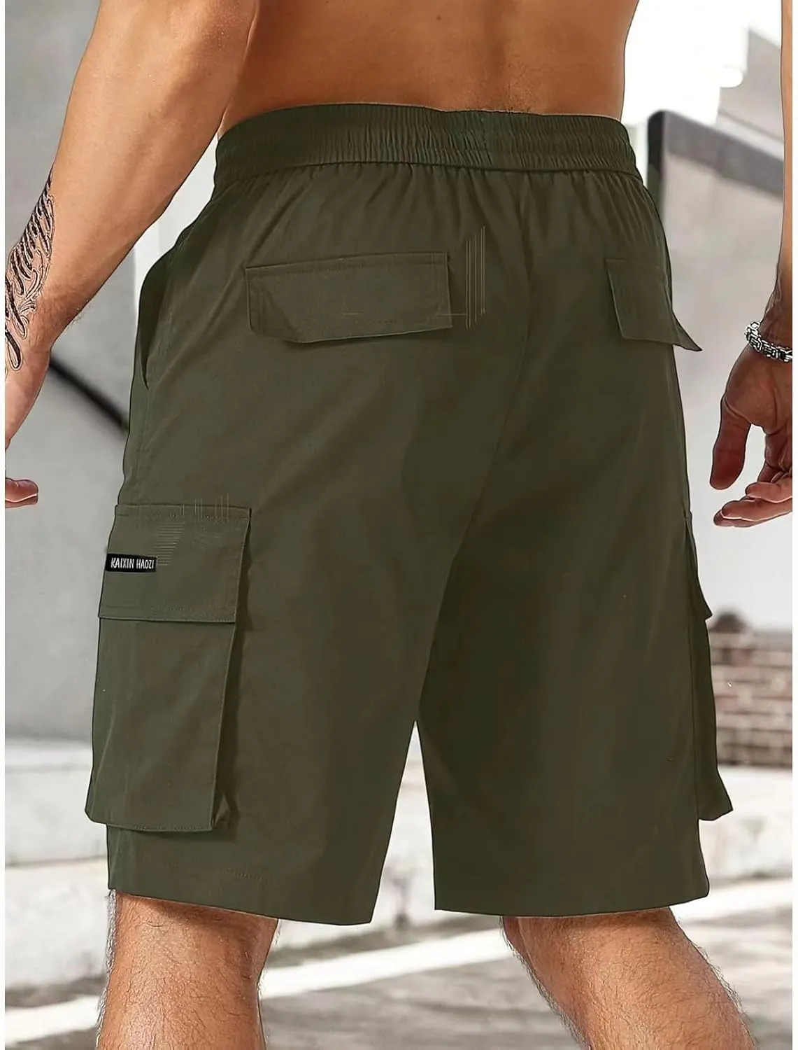 Men's Cargo Shorts Stretch Drawstring Hiking Work Pants Summer Lightweight Classic Multi Pockets Tactical Short Pants