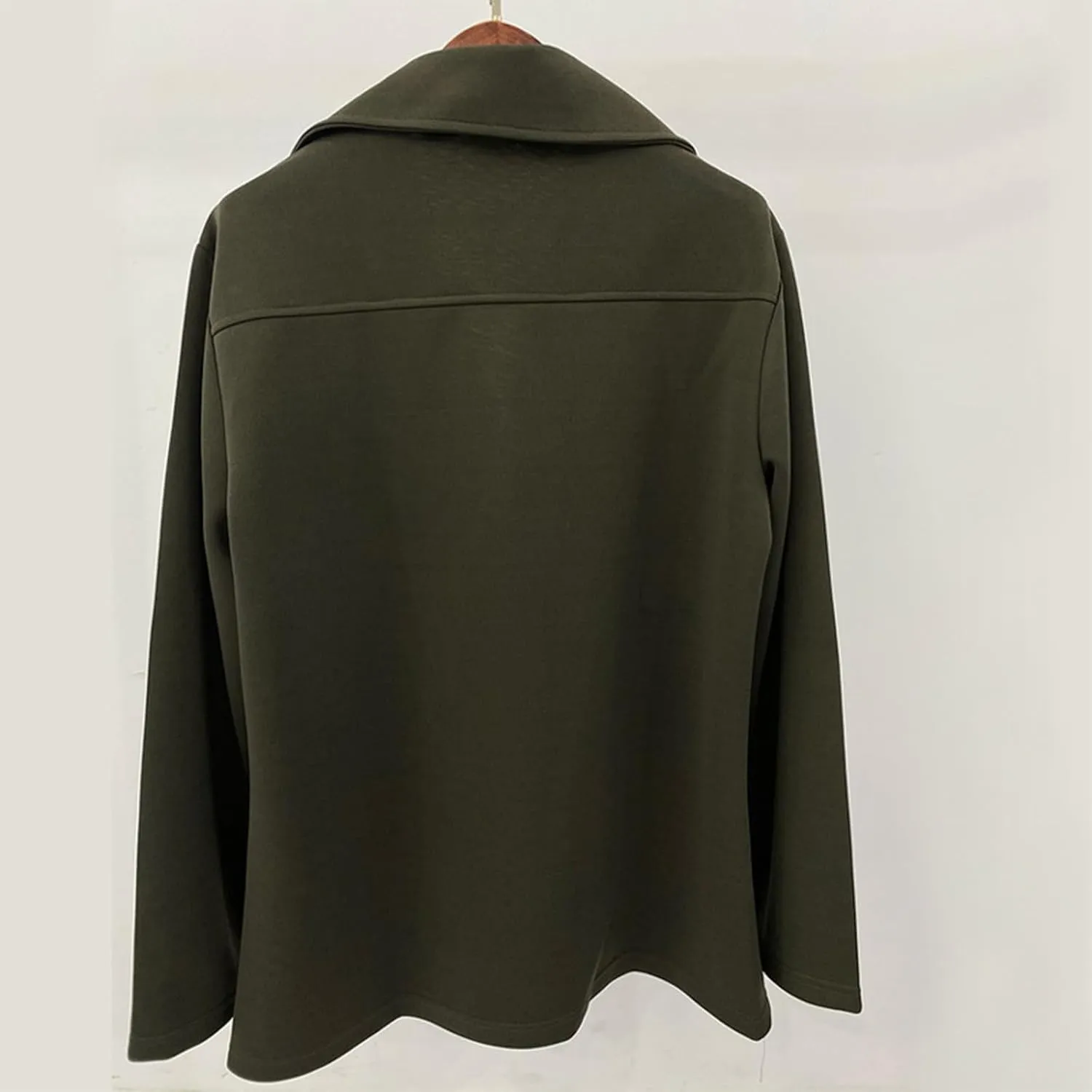 Men's Classic Notched Collar Double Breasted Wool Blend Pea Coat Winter Warm Trench Coats Business Windbreaker Jacket
