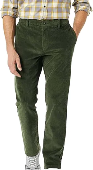 Mens Corduroy Pants Straight Legs Elastic Waist Vintage Casual Classic Stylish Slim Fit Pant Outdoor Business Trousers