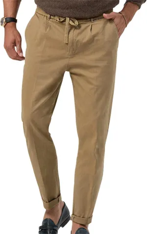 Mens Dress Pants Straight Elastic Waist Casual Lightweight Slim Fit Solid Pants Beach Yoga Business Trousers Pockets