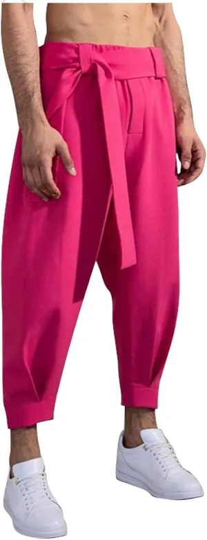 Mens Dress Pants Wide Legs Stretch Elastic Waist Casual Stylish Slim Fit Loose Lightweight Pant Outdoor Solid Trousers