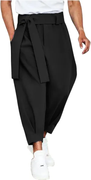Mens Dress Pants Wide Legs Stretch Elastic Waist Casual Stylish Slim Fit Loose Lightweight Pant Outdoor Solid Trousers