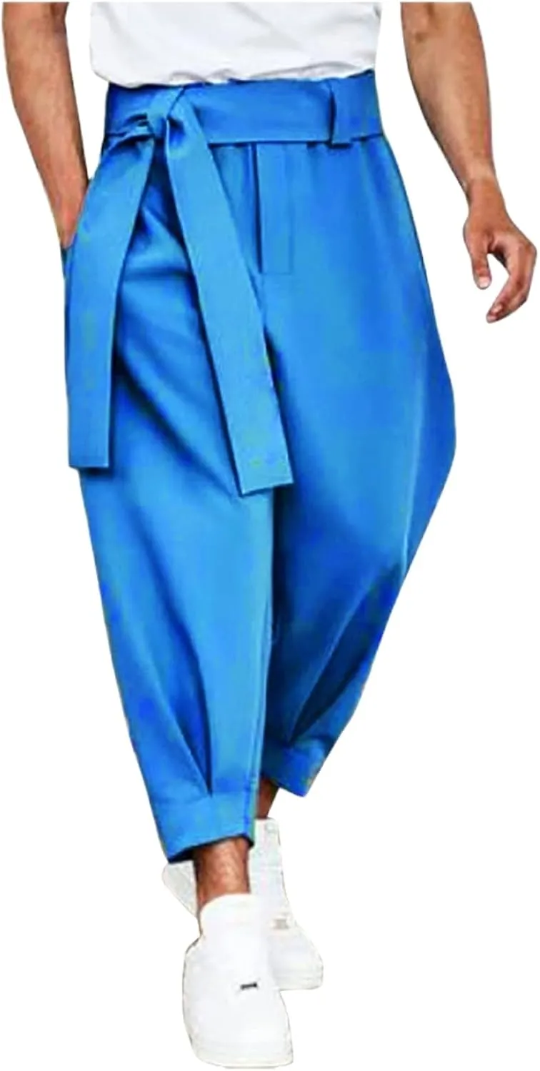 Mens Dress Pants Wide Legs Stretch Elastic Waist Casual Stylish Slim Fit Loose Lightweight Pant Outdoor Solid Trousers
