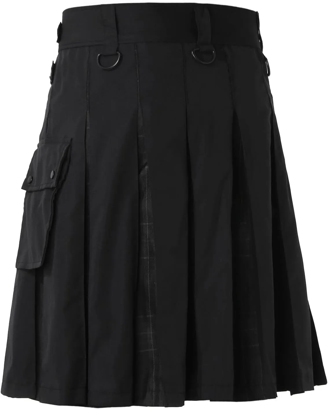 Mens Fashion Casual Scottish Style Plaid Contrast Pocket Pleated Skirt Cute Leisure Comfy Fashion Pleated Skirt