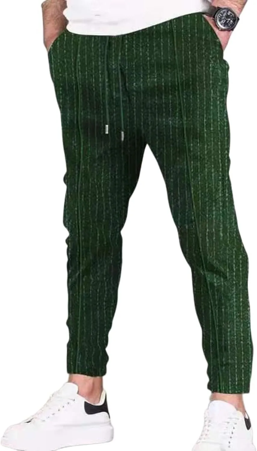 Mens Fashion Straight Pants Elastic Waist Drawstring Casual Slim Fit Classic Soft Sweatpant Yoga Beach Jogger Trousers