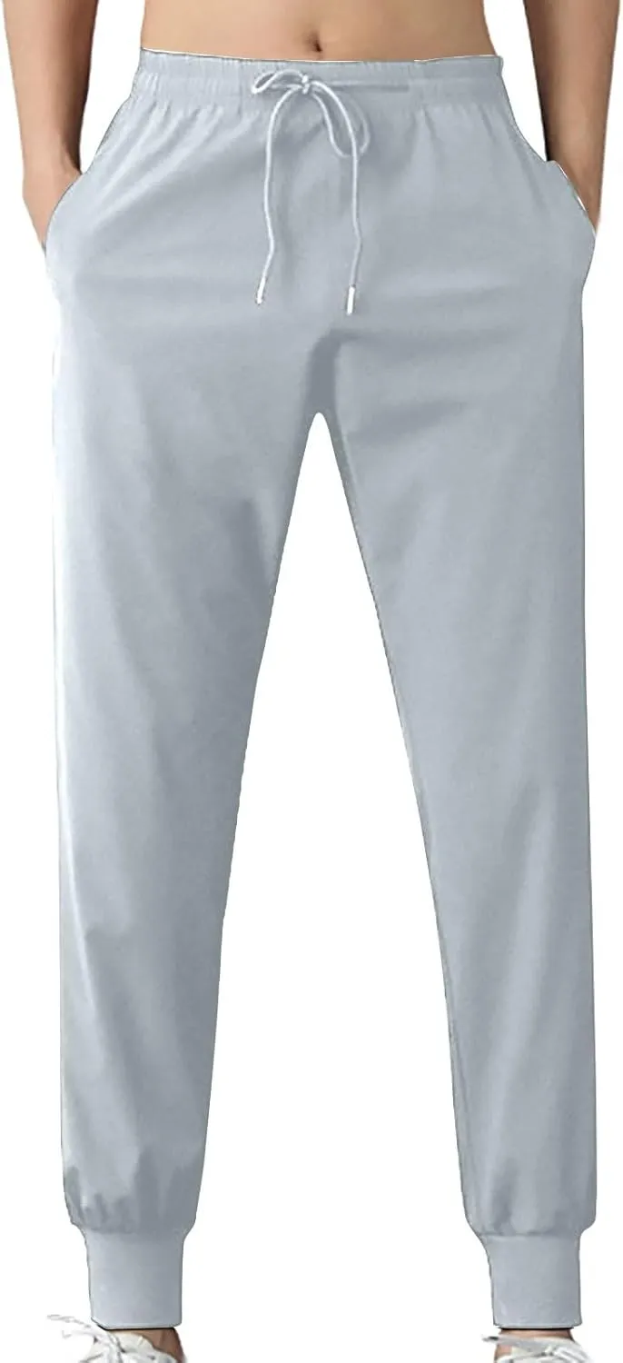 Mens Jogger Pants Golf Running Sweatpants Stylish Ice Silk Workout Pants Oversized Summer Quick Dry Tapered Pants