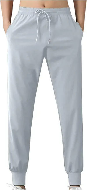 Mens Jogger Pants Golf Running Sweatpants Stylish Ice Silk Workout Pants Oversized Summer Quick Dry Tapered Pants