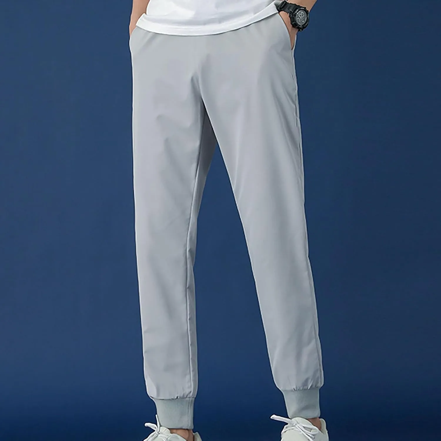 Mens Jogger Pants Golf Running Sweatpants Stylish Ice Silk Workout Pants Oversized Summer Quick Dry Tapered Pants