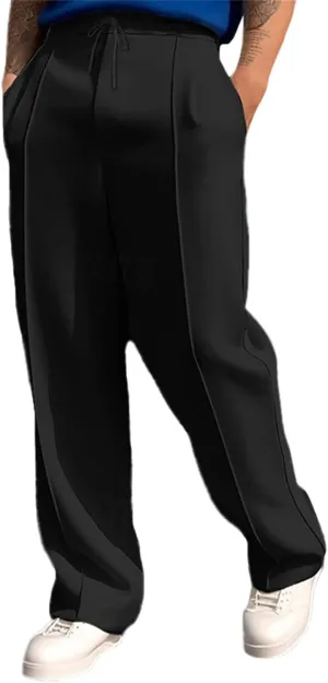 Mens Jogging Pants Mid Waist Relaxed Straight Leg Casual Trousers Vintage Slacks Drawstring Sweatpants Business Pant