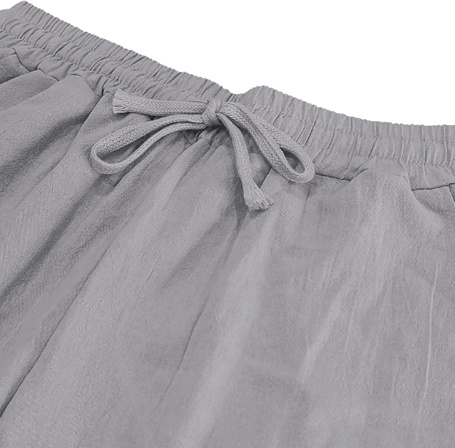 Mens Linen Pants Wide Leg Elastic Waist Casual Hippie Vintage Loose Fit Trousers Yoga Outdoor Sweatpants with Pockets