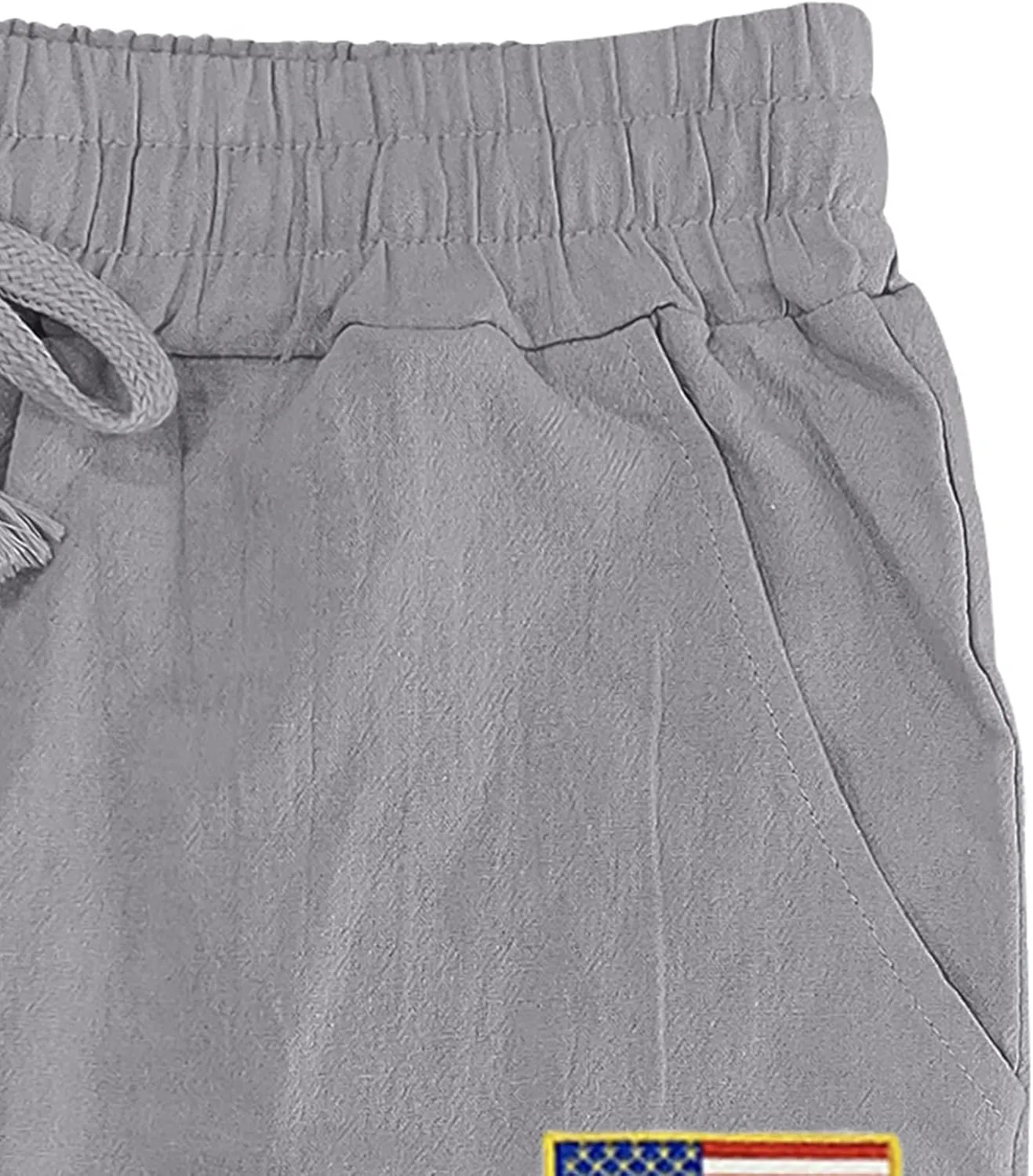 Mens Linen Pants Wide Leg Elastic Waist Casual Hippie Vintage Loose Fit Trousers Yoga Outdoor Sweatpants with Pockets