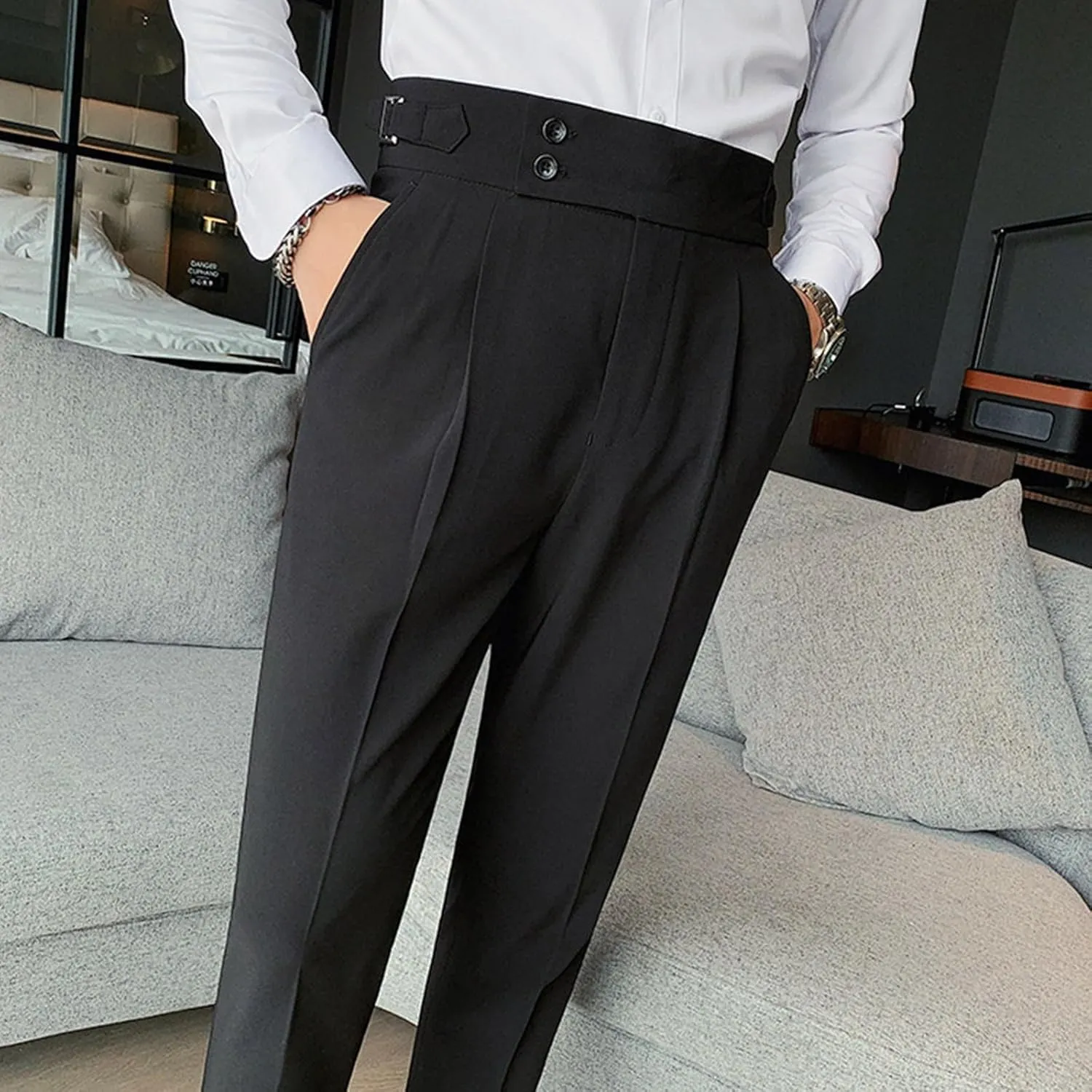 Men's Mens Solid Color Pants Simple Business Straight Suit Pants Fashion Loose Sport Clothes Comfy Fashion Trousers