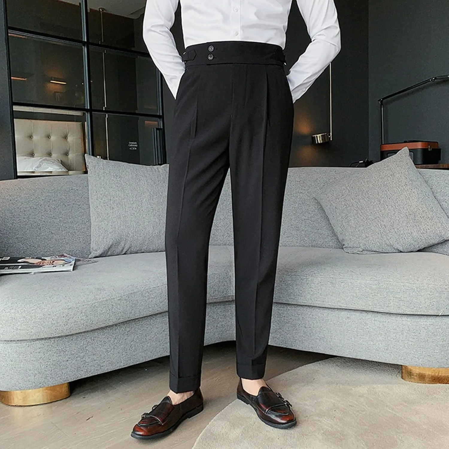 Men's Mens Solid Color Pants Simple Business Straight Suit Pants Fashion Loose Sport Clothes Comfy Fashion Trousers