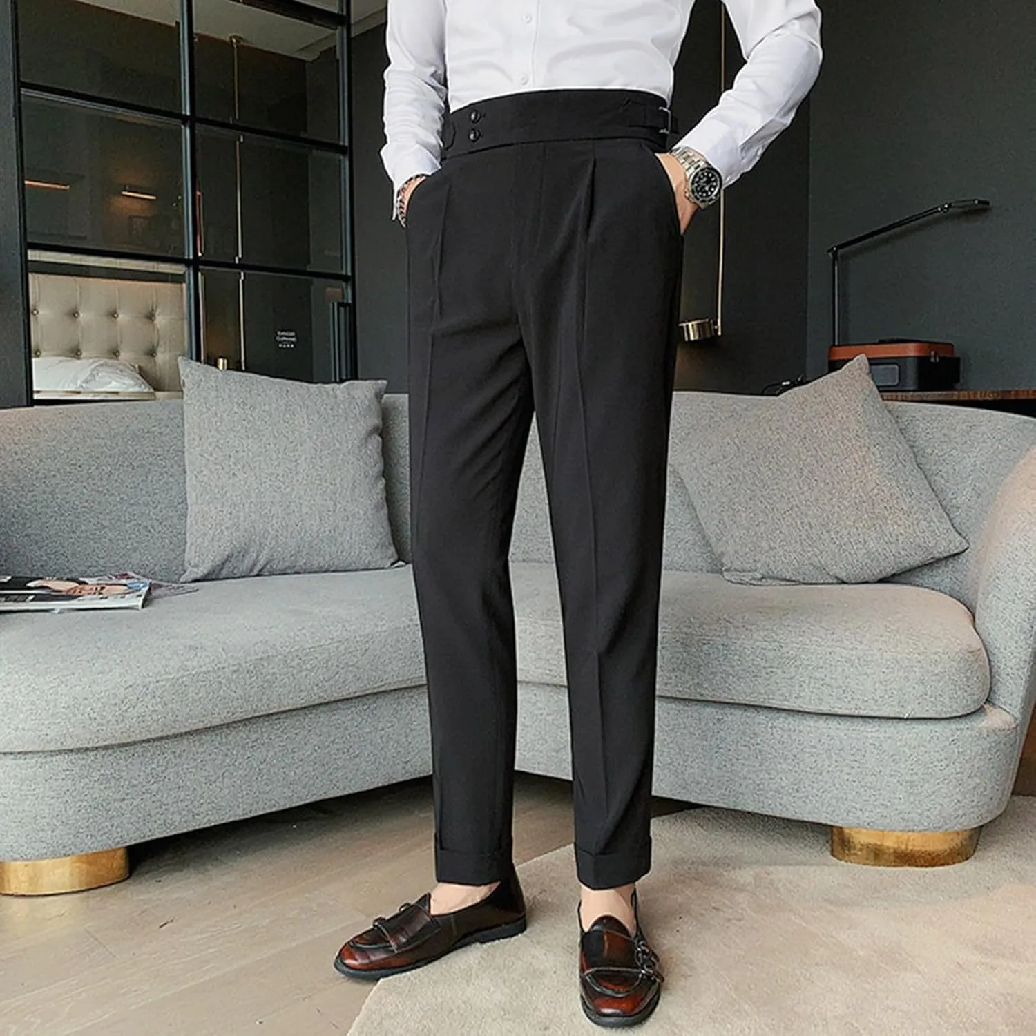 Men's Mens Solid Color Pants Simple Business Straight Suit Pants Fashion Loose Sport Clothes Comfy Fashion Trousers