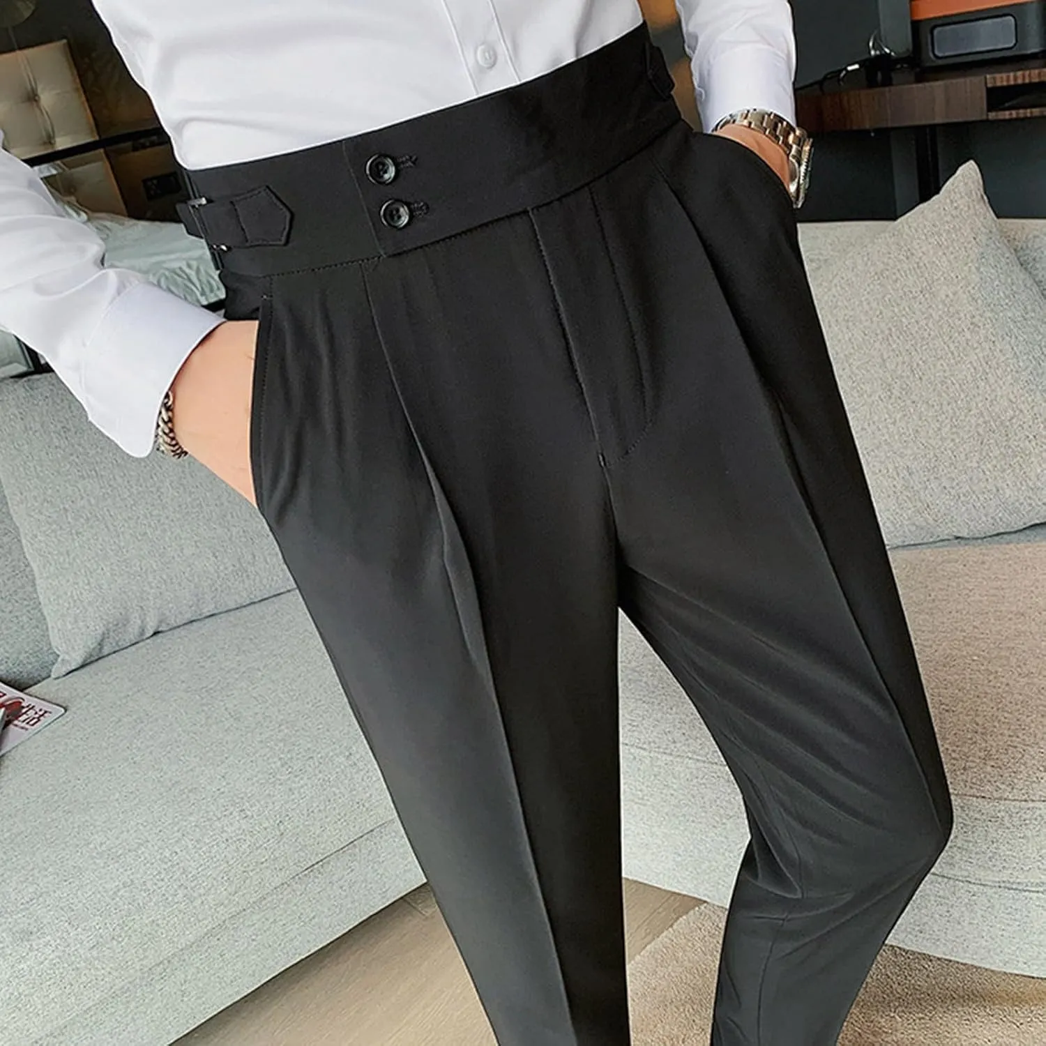 Men's Mens Solid Color Pants Simple Business Straight Suit Pants Fashion Loose Sport Clothes Comfy Fashion Trousers