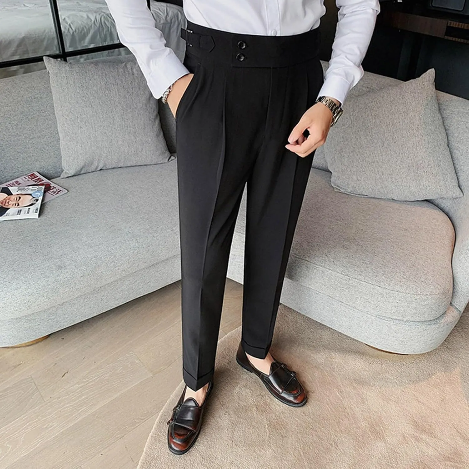 Men's Mens Solid Color Pants Simple Business Straight Suit Pants Fashion Loose Sport Clothes Comfy Fashion Trousers