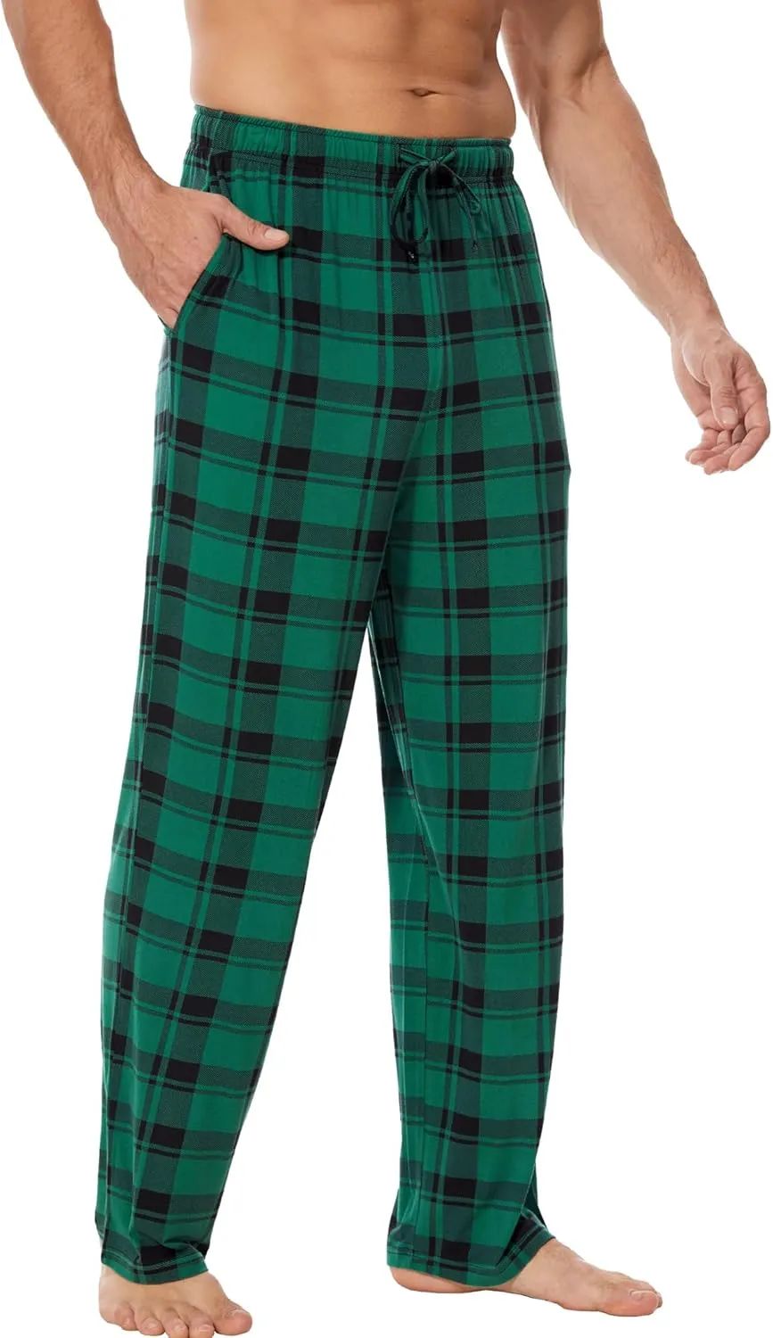 Mens Pajama Pants - Viscose Made from Bamboo, Soft Sleep Pants Comfy Drawstring Lounge Bottom with Pockets Sweatpants