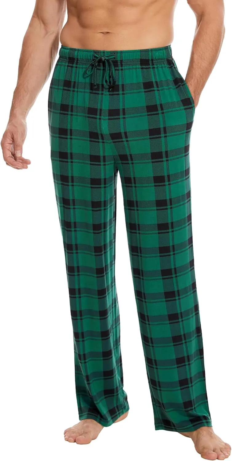 Mens Pajama Pants - Viscose Made from Bamboo, Soft Sleep Pants Comfy Drawstring Lounge Bottom with Pockets Sweatpants