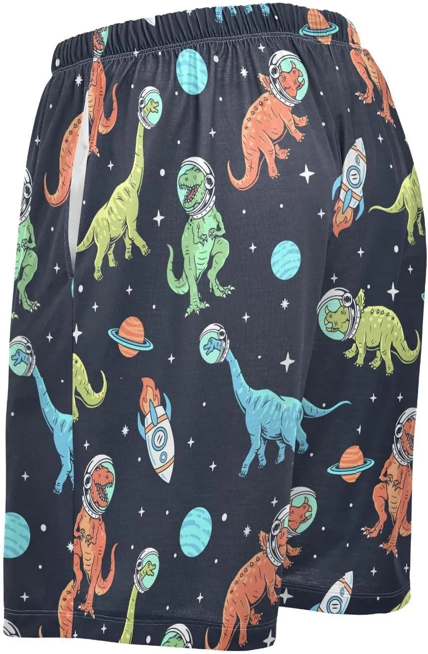 Men's Pajama Shorts Cartoon Snowman Sleep Shorts for Men Pajama Bottom Pants with Drawstring & Pockets S