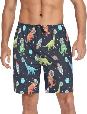 Men's Pajama Shorts Cartoon Snowman Sleep Shorts for Men Pajama Bottom Pants with Drawstring & Pockets S