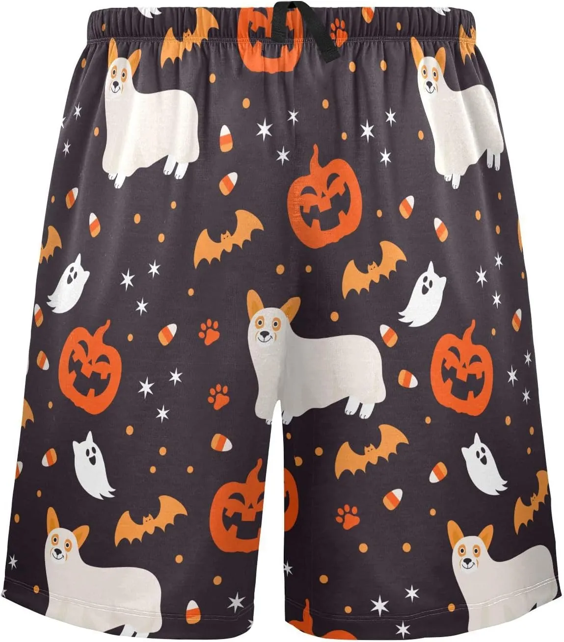 Men's Pajama Shorts Cartoon Snowman Sleep Shorts for Men Pajama Bottom Pants with Drawstring & Pockets S