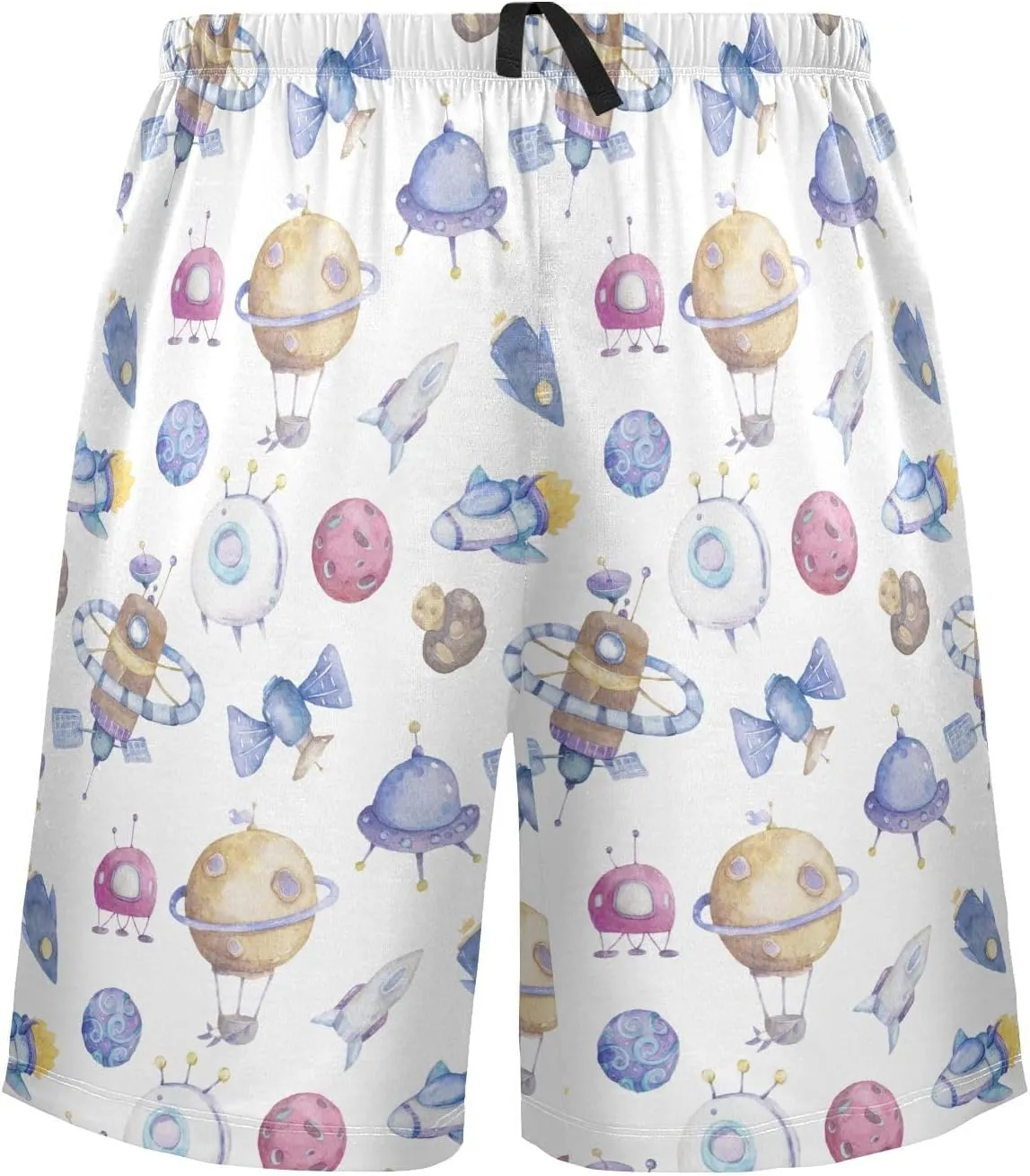 Men's Pajama Shorts Cartoon Snowman Sleep Shorts for Men Pajama Bottom Pants with Drawstring & Pockets S