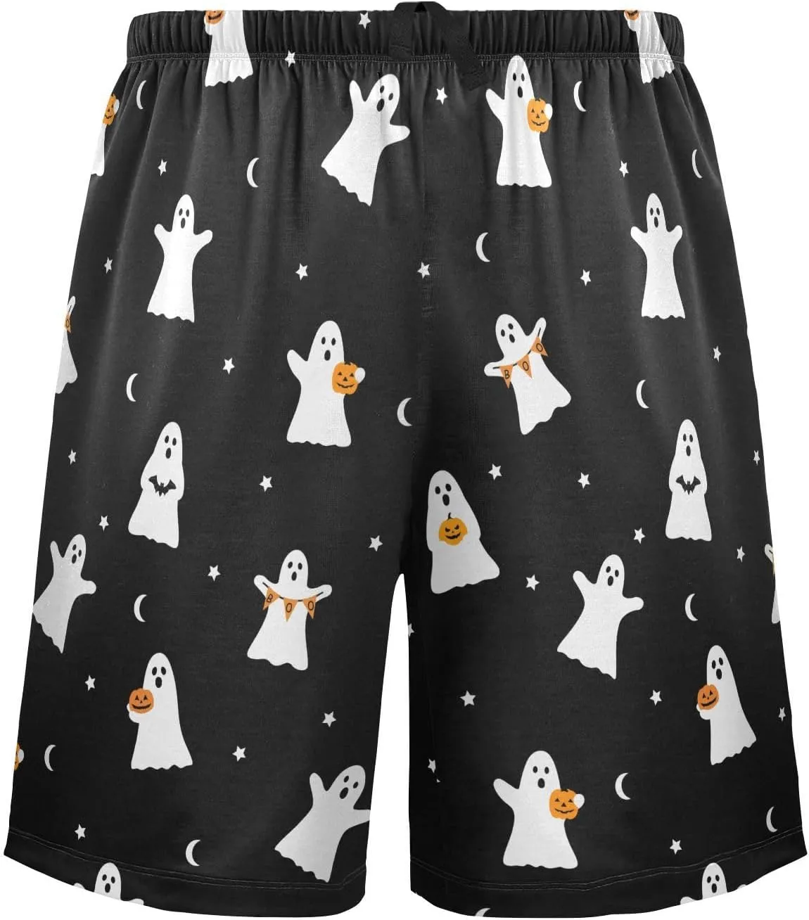 Men's Pajama Shorts Cartoon Snowman Sleep Shorts for Men Pajama Bottom Pants with Drawstring & Pockets S