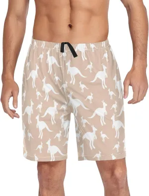 Men's Pajama Shorts Cartoon Snowman Sleep Shorts for Men Pajama Bottom Pants with Drawstring & Pockets S