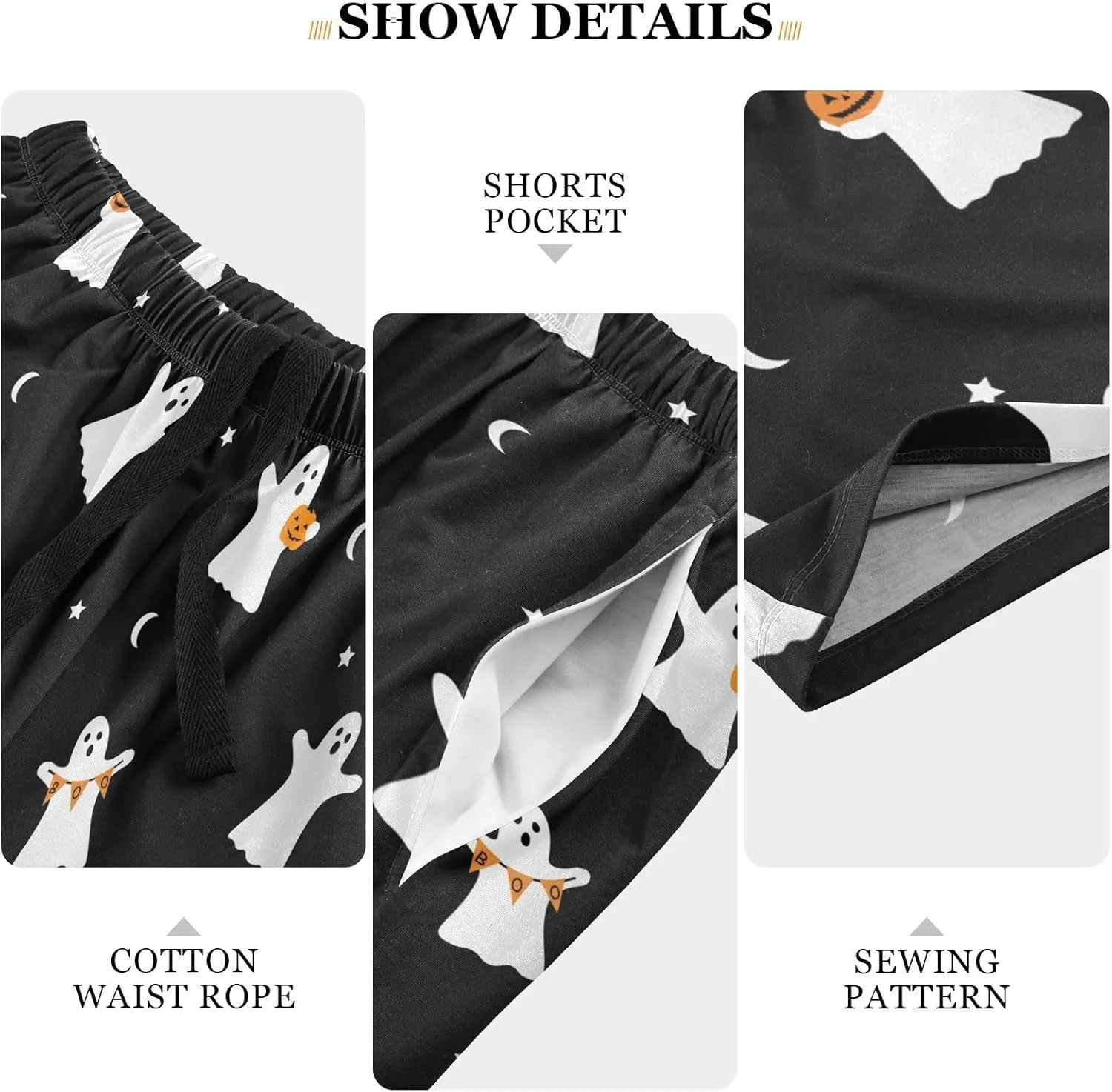 Men's Pajama Shorts Cartoon Snowman Sleep Shorts for Men Pajama Bottom Pants with Drawstring & Pockets S