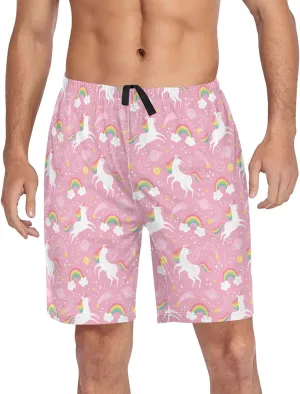 Men's Pajama Shorts Cartoon Snowman Sleep Shorts for Men Pajama Bottom Pants with Drawstring & Pockets S