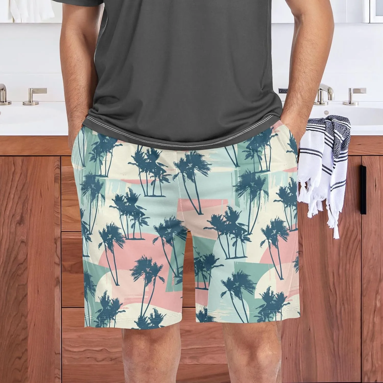 Men's Pajama Shorts Siamese Cats Sleep Shorts for Men Pajama Bottom Pants S
