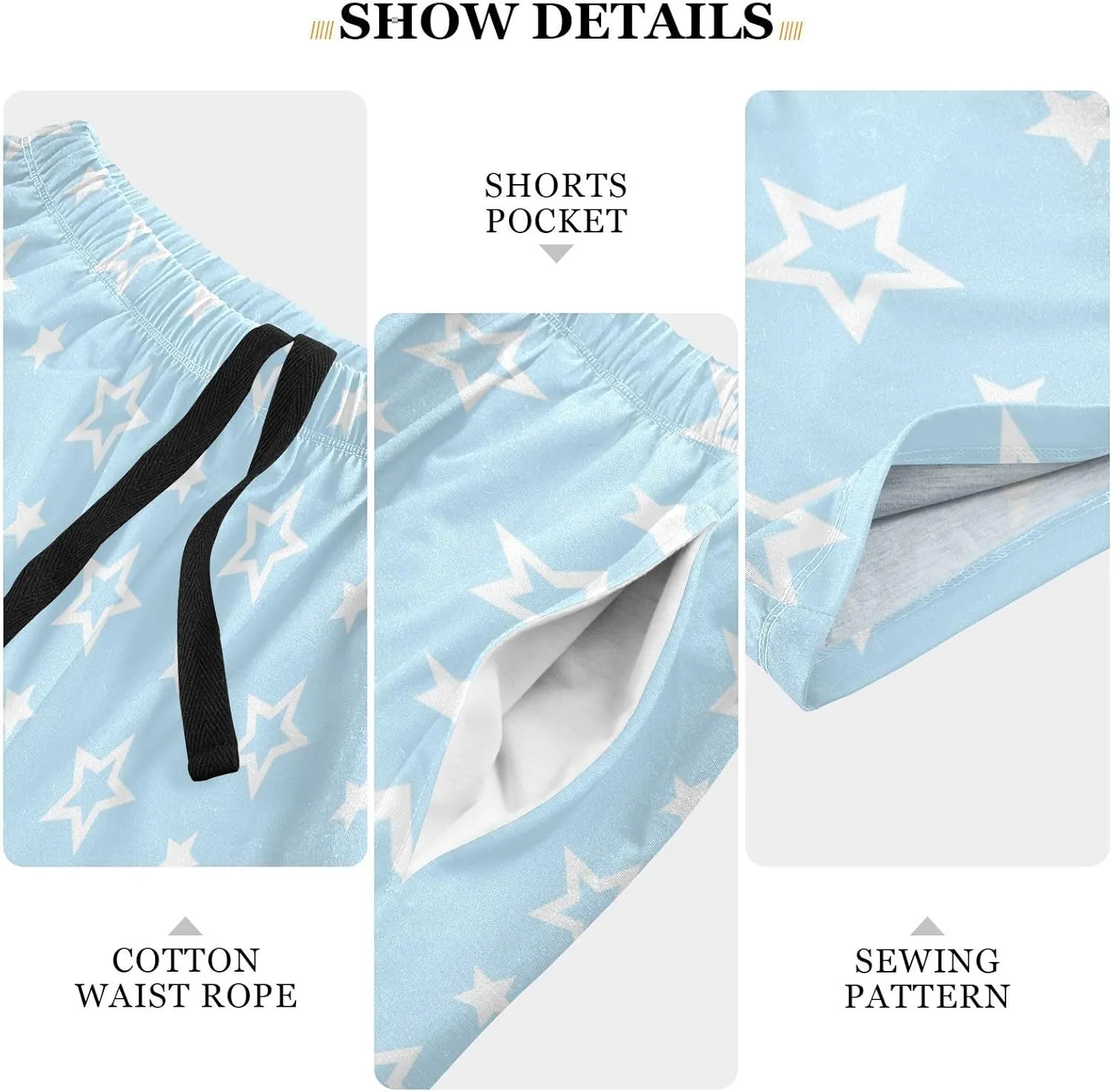 Men's Pajama Shorts Siamese Cats Sleep Shorts for Men Pajama Bottom Pants S