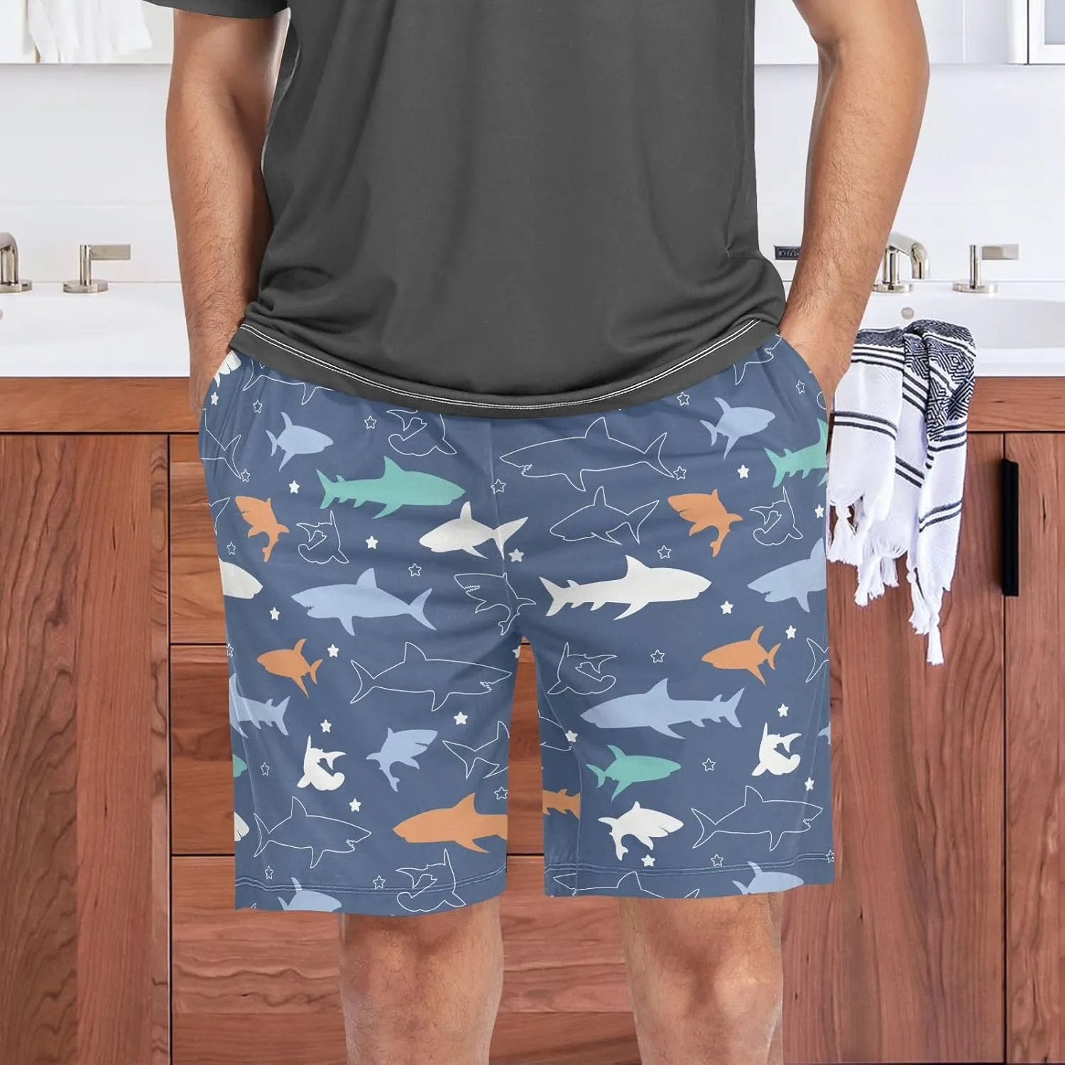 Men's Pajama Shorts Siamese Cats Sleep Shorts for Men Pajama Bottom Pants S