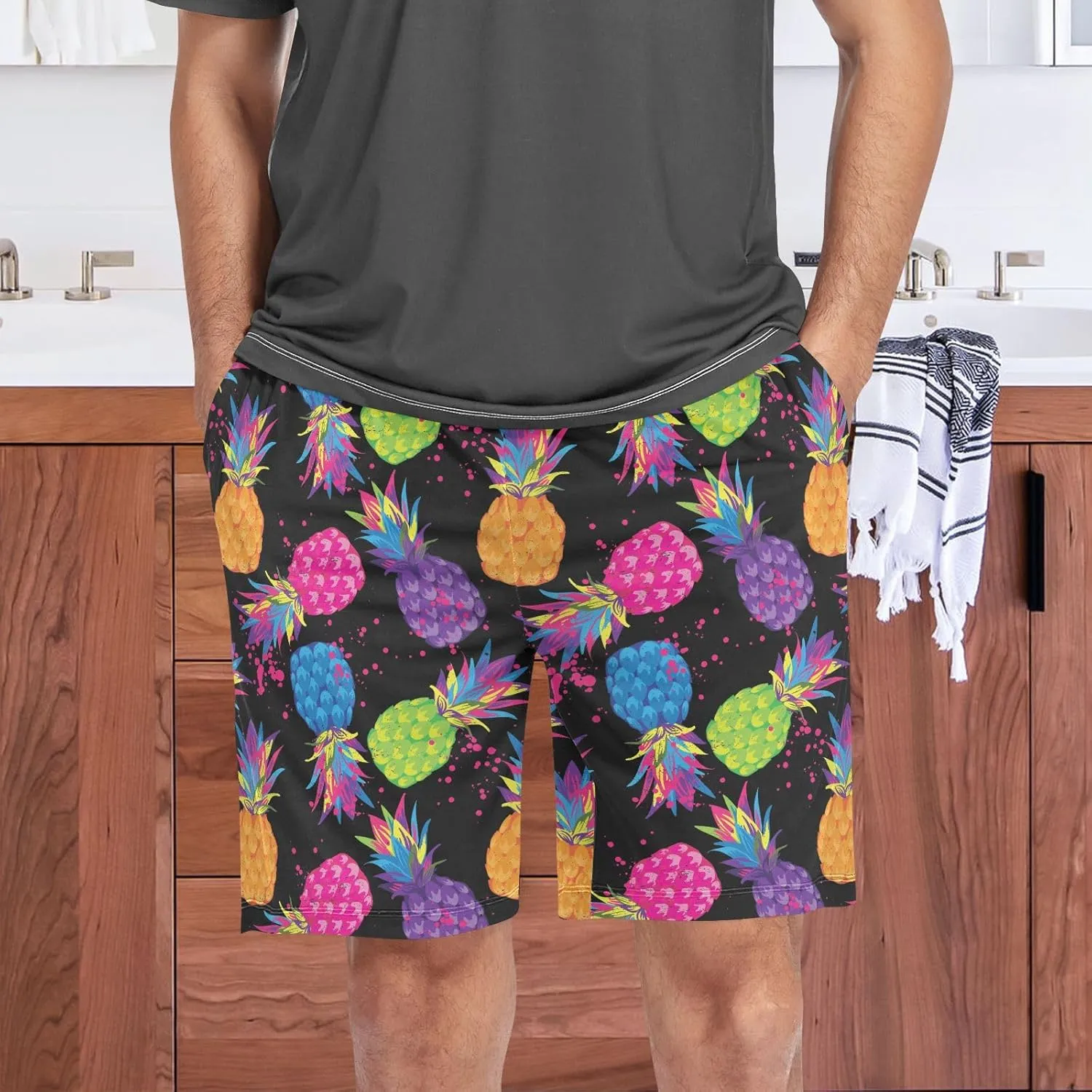 Men's Pajama Shorts Sleep Shorts Soft Comfy Lounge Pjs Bottoms Pajama Pants with Pockets