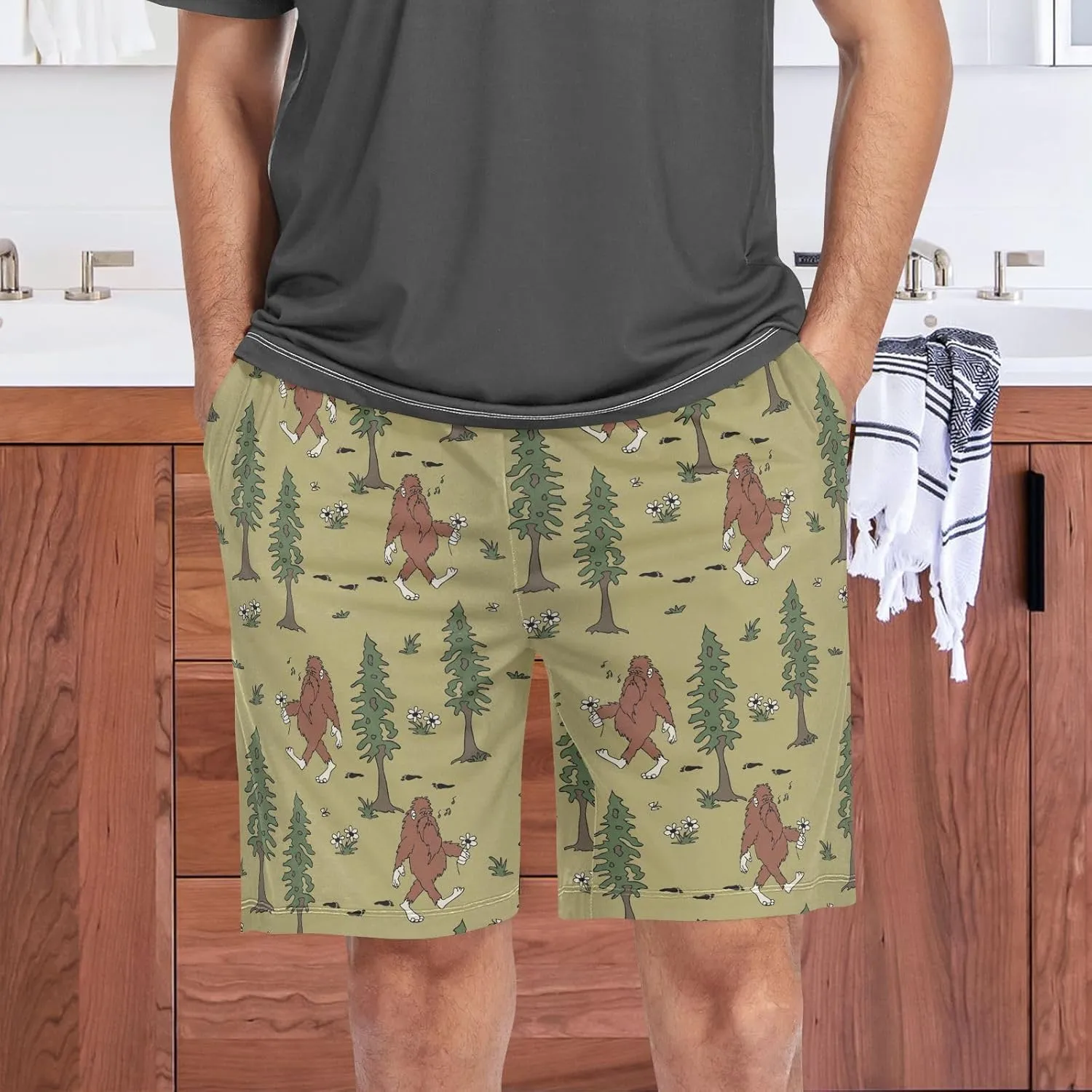 Men's Pajama Shorts Sleep Shorts Soft Comfy Lounge Pjs Bottoms Pajama Pants with Pockets