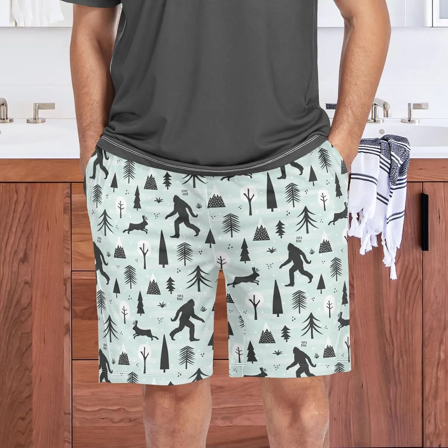 Men's Pajama Shorts Sleep Shorts Soft Comfy Lounge Pjs Bottoms Pajama Pants with Pockets